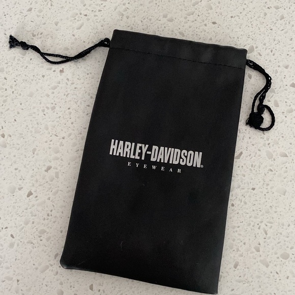 HARLEY-DAVIDSON EYEWEAR black drawstring pouch sunglasses glass case vinyl - Picture 2 of 3